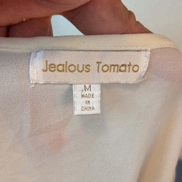 Jealous Tomato Sheer Blouse Cream/ Gold Womens Medium Long Sleeve Tunic Top - Picture 5 of 7